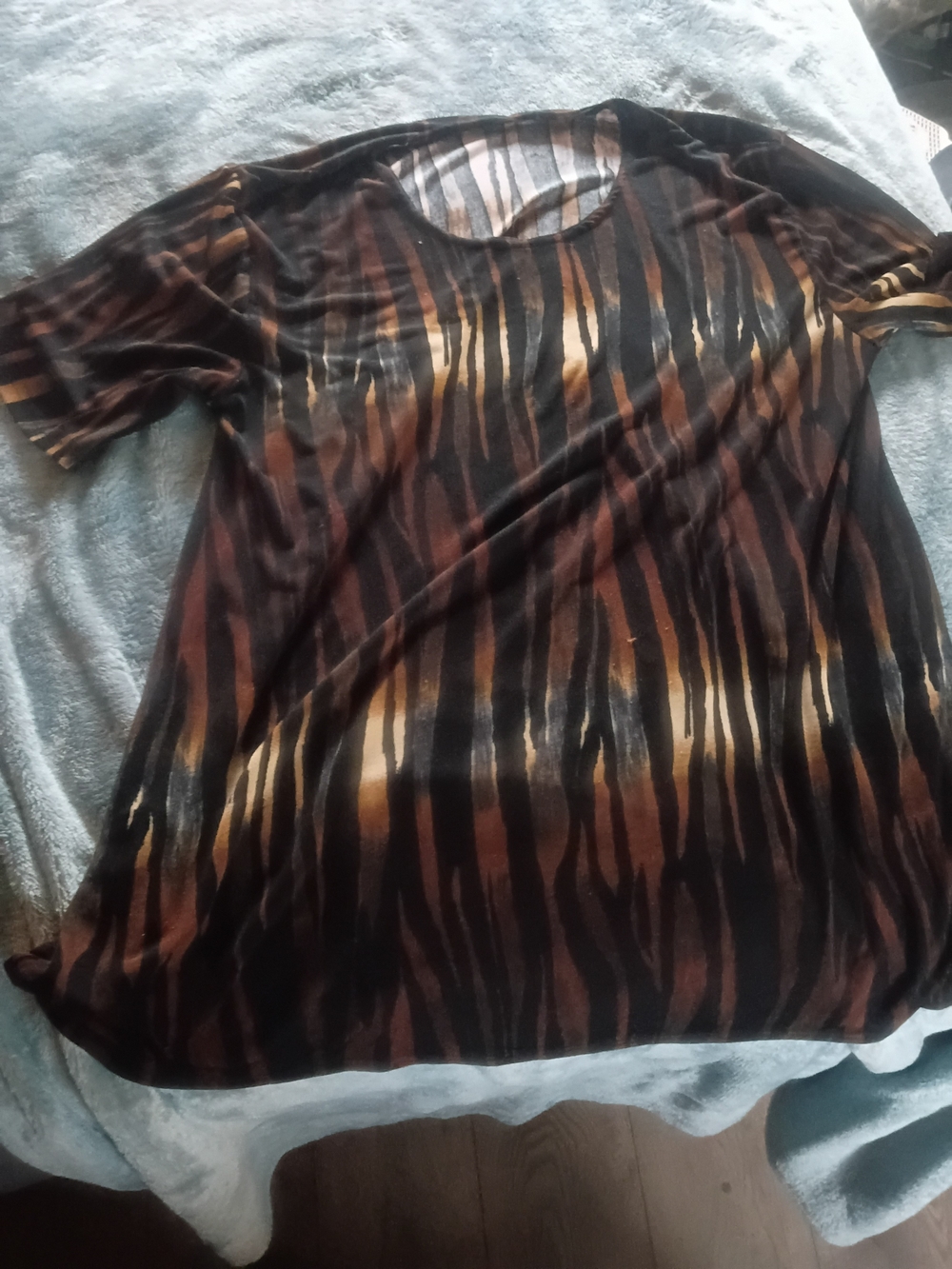 Striped Brown and Black Short Sleeve Tunic